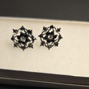 Elegant Black and Silver‎ Earrings